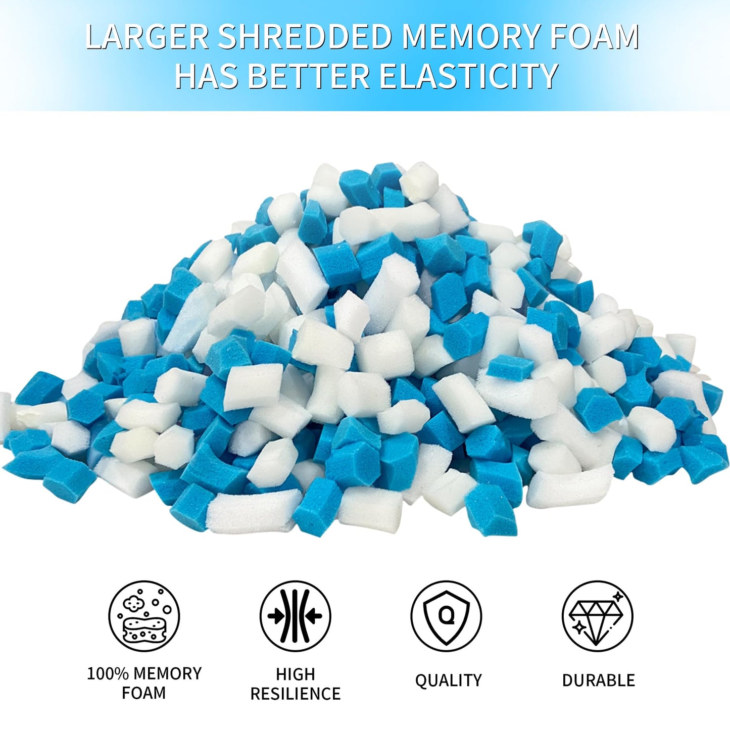 HONEHO 4.4KG Shredded Gel Memory Foam Filling, Comfortable and Soft Bean Bag Chair Filler, Memory Foam Stuffing for Cooling Pillow, Beanbag