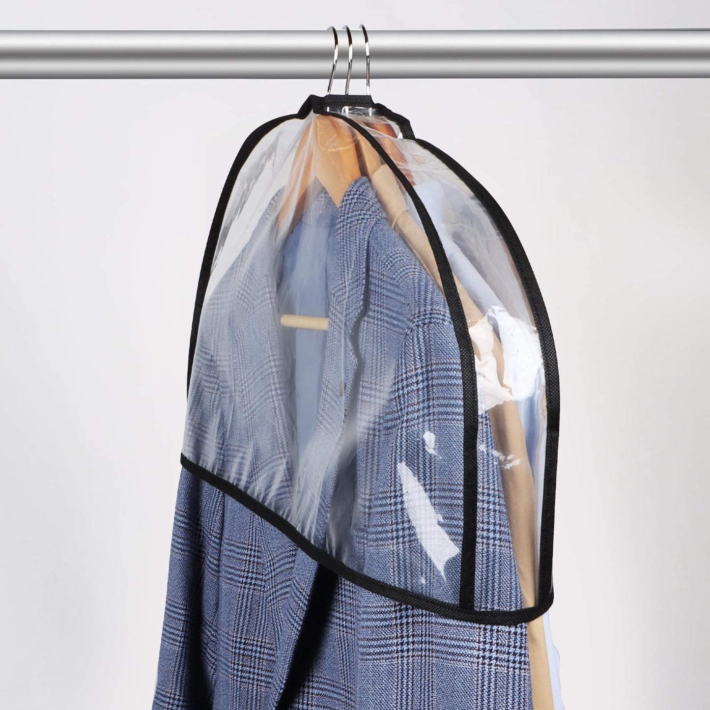 Syeeiex 15 Pack Clear Clothes Shoulder Cover with Wide Side Gusset, Dustproof and Waterproof Suit Shirt Jacket Shoulder Protective Cover