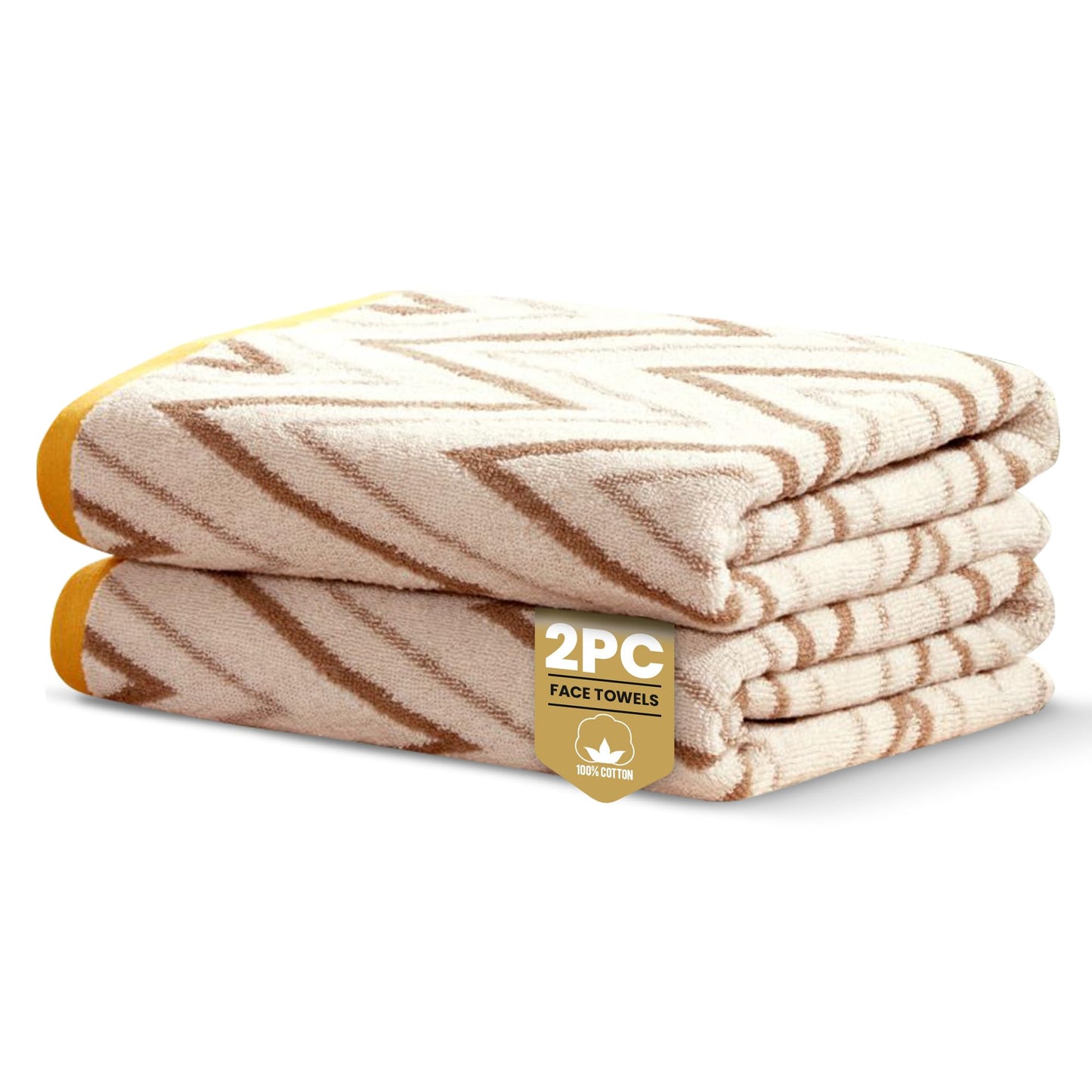 Rapport Home Helix Face Towels 2 Pack | Natural | 30x30cm | Luxurious 500GSM 100% Cotton | Oeko-Tex Certified Soft & Absorbent