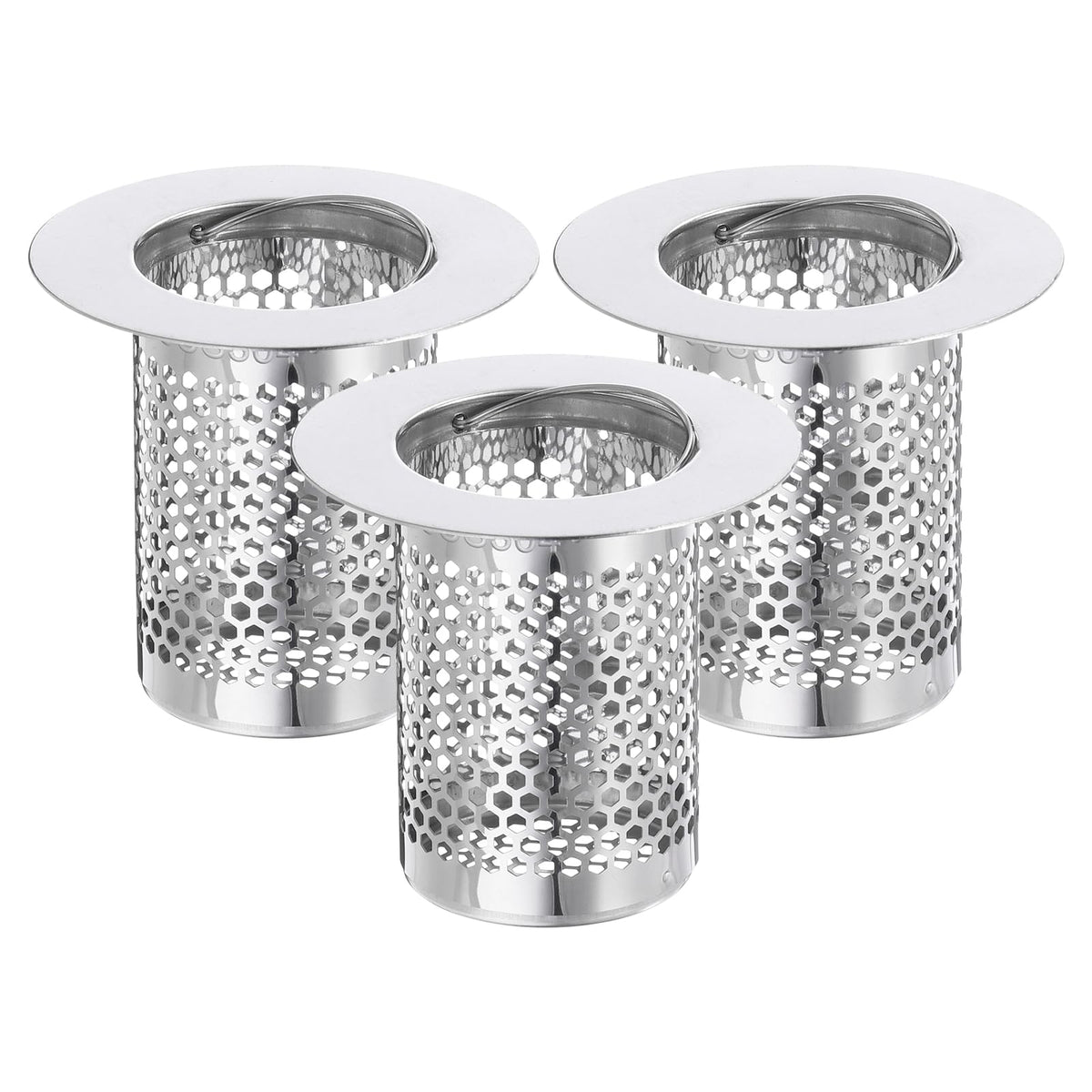 sourcing map 4 Pack Shower Drain Strainer, 2" x 2" 304 Stainless Steel Floor Drain Strainer Deep Sink Hair Catcher for Kitchen Bathroom Balcony Floor