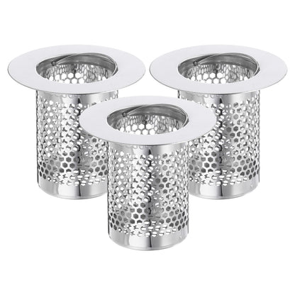 sourcing map 4 Pack Shower Drain Strainer, 2" x 2" 304 Stainless Steel Floor Drain Strainer Deep Sink Hair Catcher for Kitchen Bathroom Balcony Floor