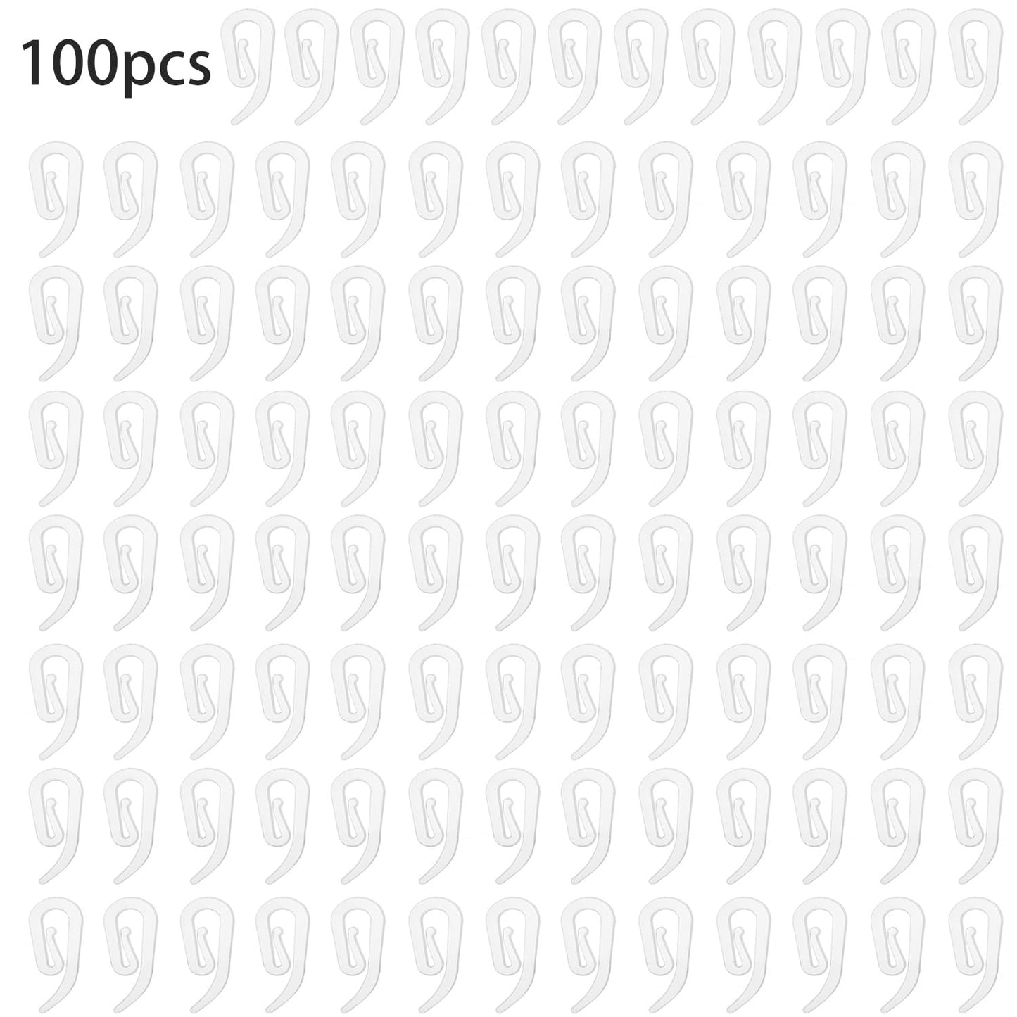 Curtain Hooks Plastic White Pack of 100, 2.8x1.2cm, Premium Drapery Hooks for Windows, Doors and Shower Curtains Fits Most of Curtains