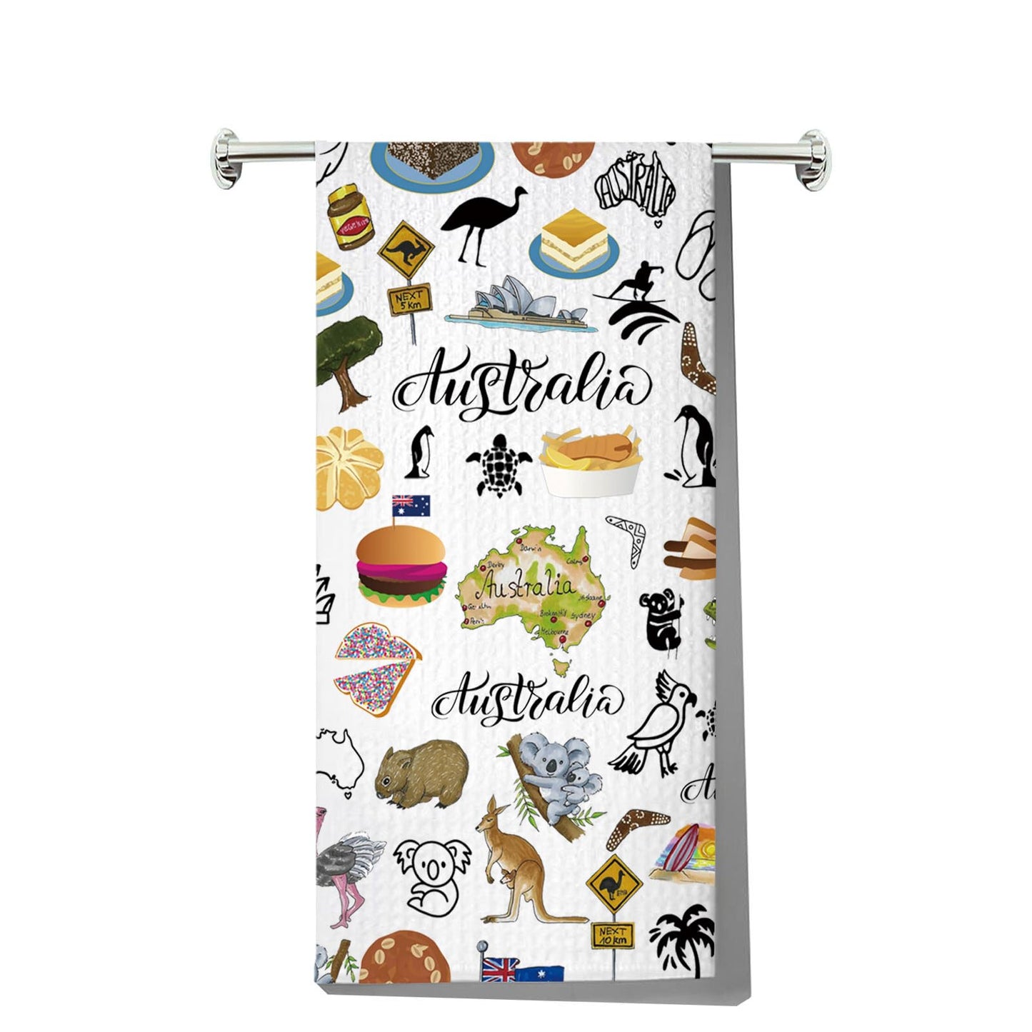 MYSOMY Australia Kitchen Towel Australian Kitchen Decor Australia Themed Gifts Australian Dish Towel Australia Housewarming Gift (Australia UK)
