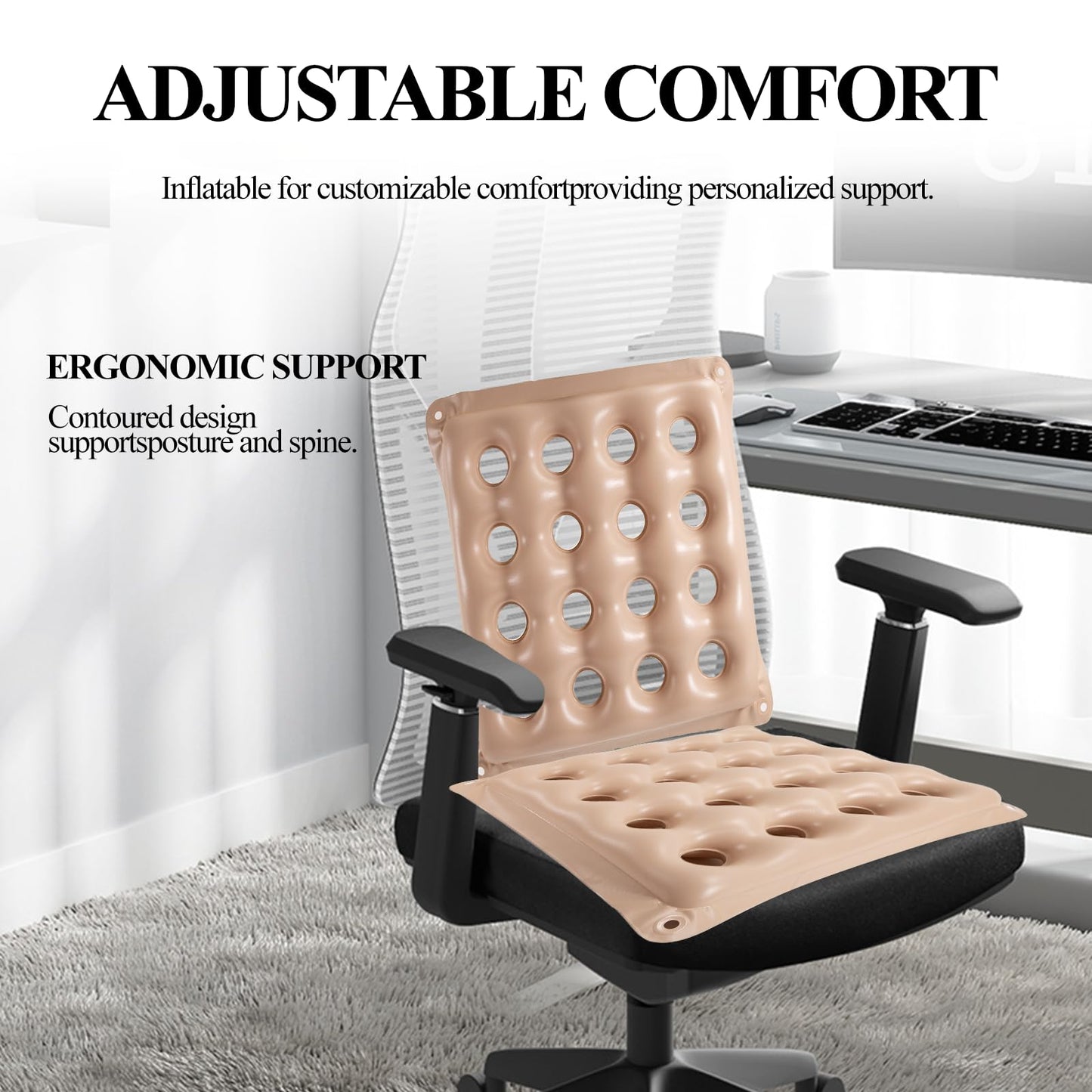 WEESTAAMO 2 Inflatable Seat Cushions with Pump, 16-Hole Air Waffle Pads