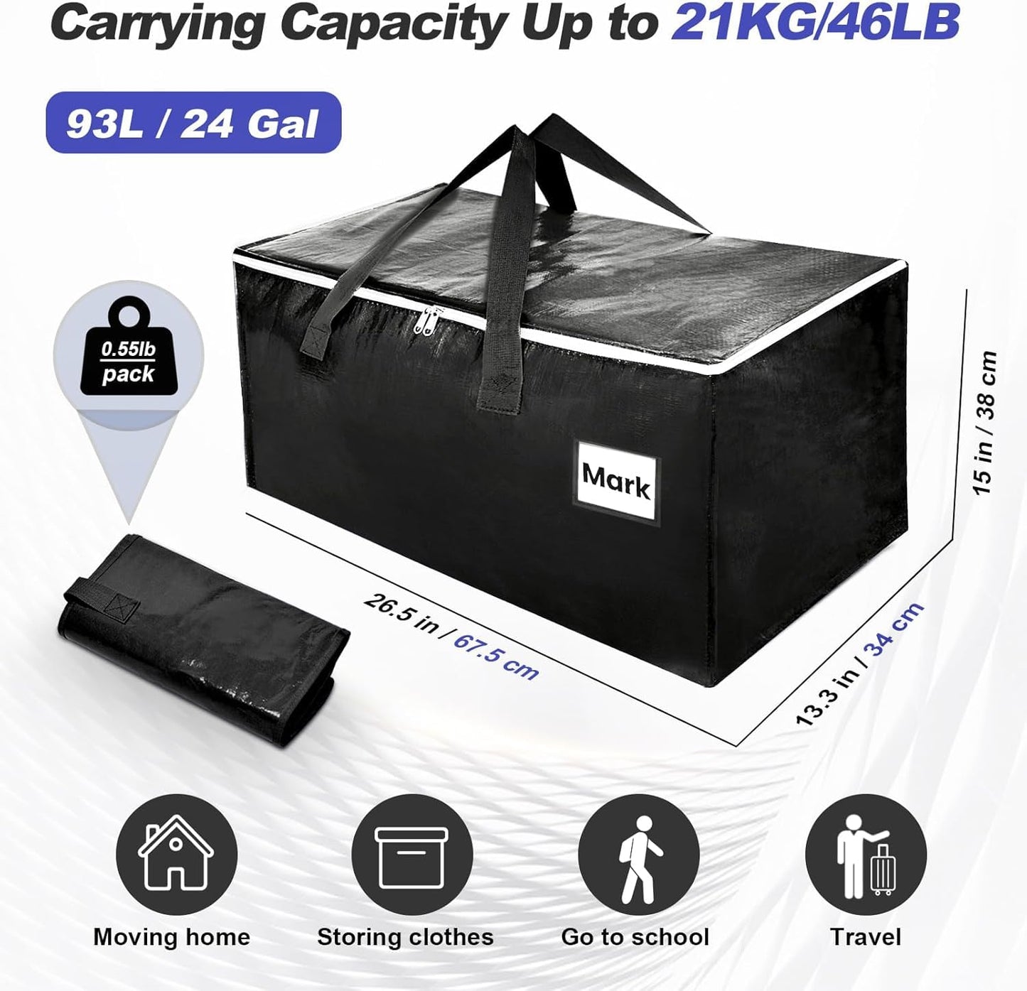 ZFWDSY Moving Boxes 4 Pack,Clothes Storage Large Moving Bags