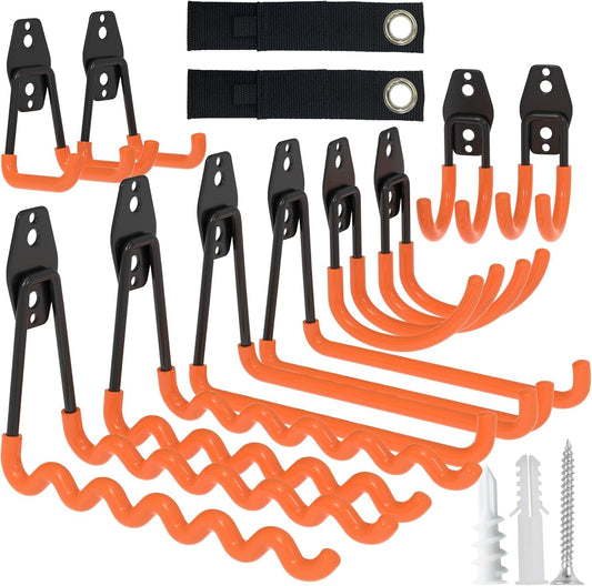 Kitmiido Garage Hooks Wall Mount,10 Pack Steel Garage Storage Hooks Organizer Heavy Duty, Anti-Slip, Garage Hooks for Hanging Bikes, Garden Tools,