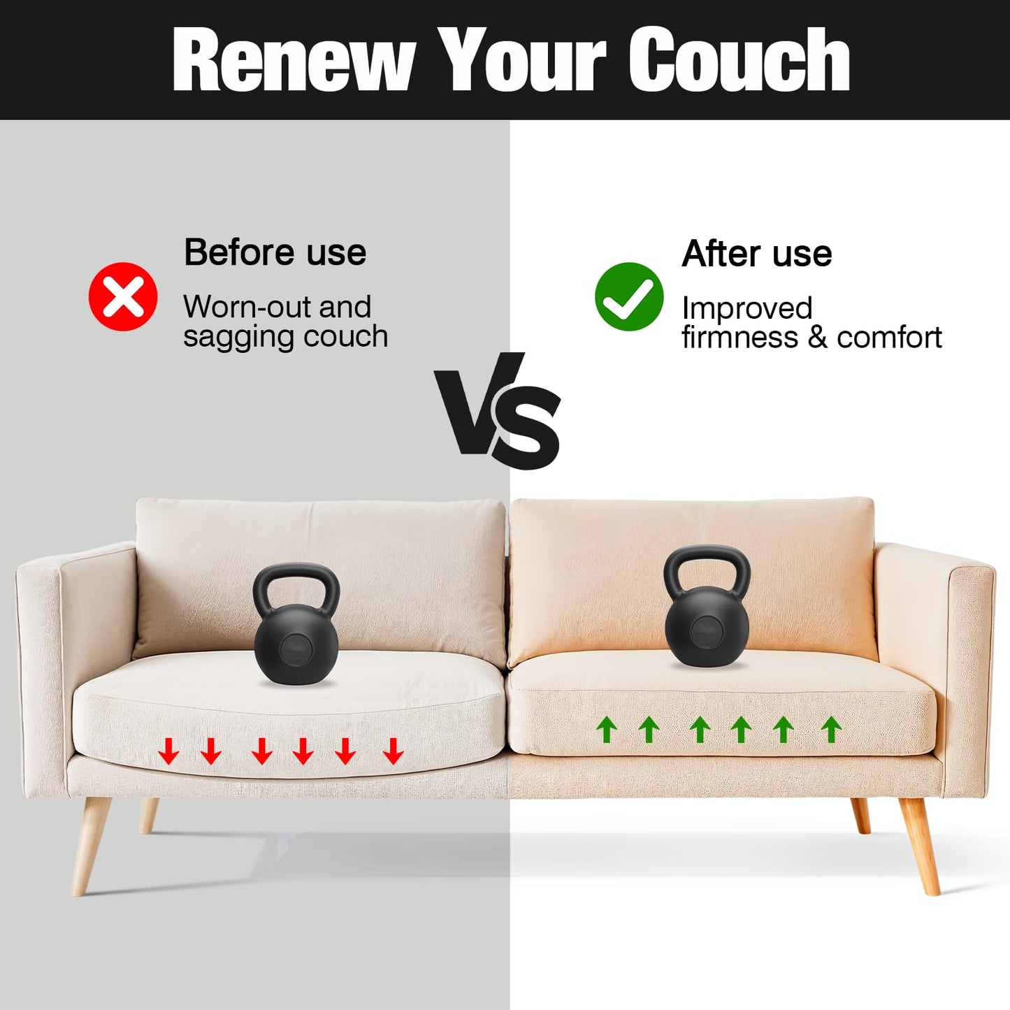 ZYNERY 2 Pcs Sofa Cushion Support, 55 x 55cm High-Density Foam Couch Saver Pad for Sagging Seat Curve Furniture Seat Under Cushion Sag Repair