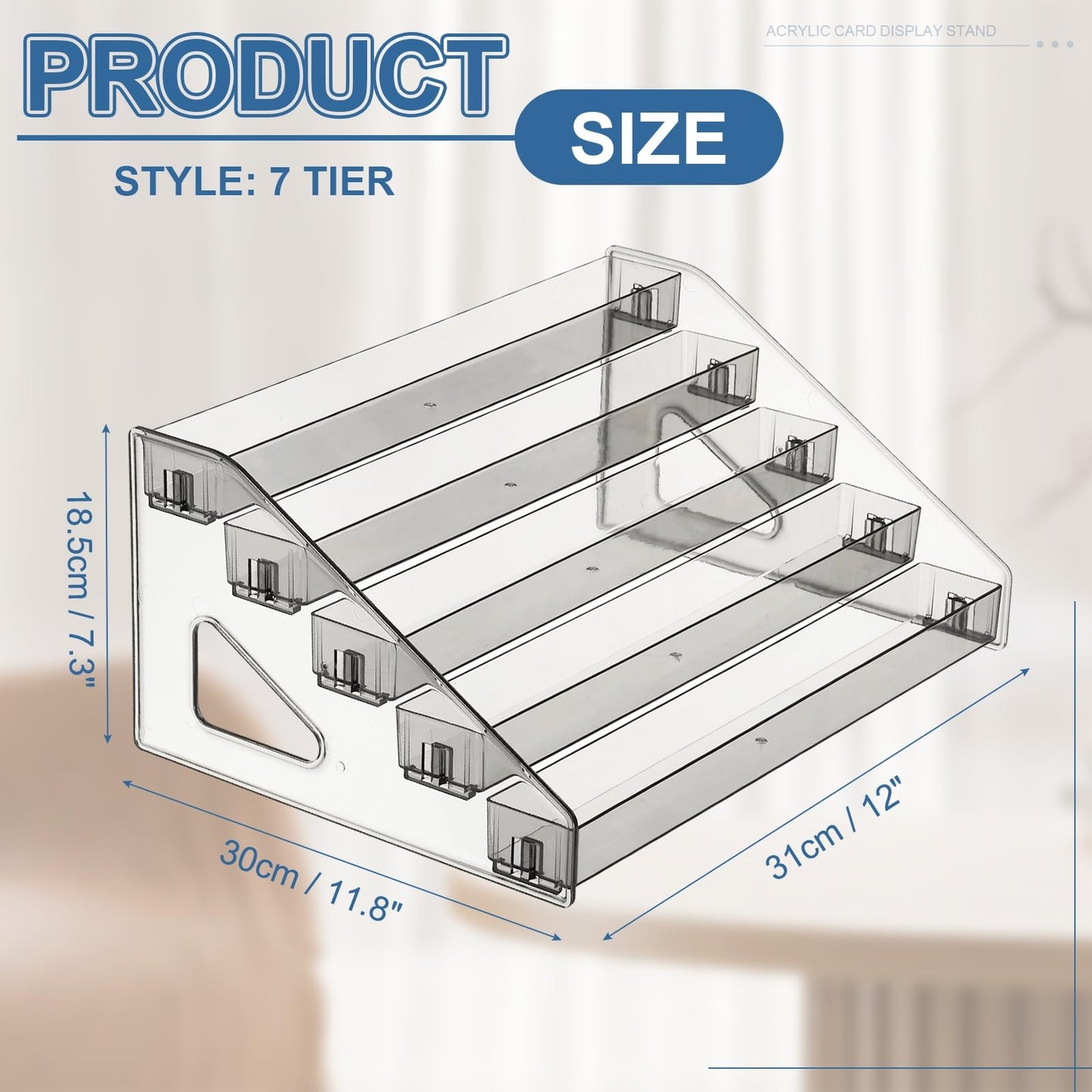 PATIKIL 7 Tier Acrylic Card Display Stand, Portable Postcard Rack Holder Organizer Versatile Display for Trading Cards Baseball PSA Stickers Stamp