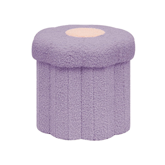 Bonlife Flower Shape Ottoman with Lid, Folding Footrest, Small Storage Box