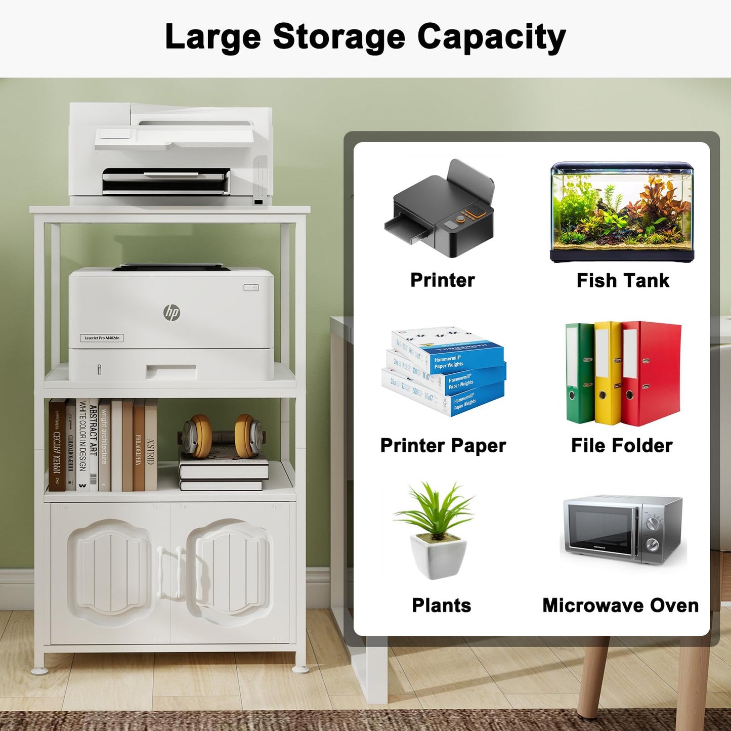 PUNCIA 4 Tier Printer Stand with File Cabinet