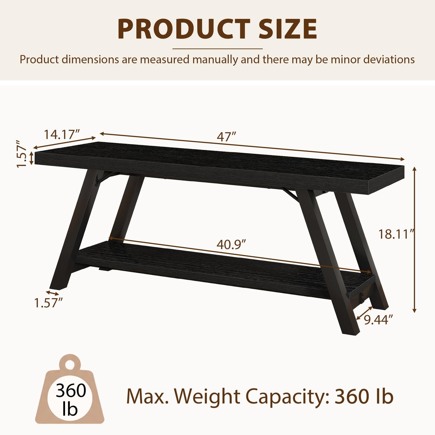 LVB Shoe Storage Bench Entryway Benches for Hallway 120cm Black Oak