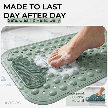 Rugs Garden Massager Foot Shower Bath Mats - Washable Non Slip Anti Mould Rubber Bathmat with Suction Cups for Bathtub and Bathroom Green, 40x70 cm