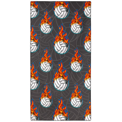 Violetpos Flaming Volleyball Beach Towel, Extra Large 180x90 cm 250GSM Microfibre, Sand Free Quick Dry