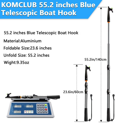 KOMCLUB Telescopic Boat Hooks for Docking, Boat Hook Floating Docking Pole, Luminous& Heavy-Duty Design, Rust-Resistant Fiberglass & Aluminum, Push