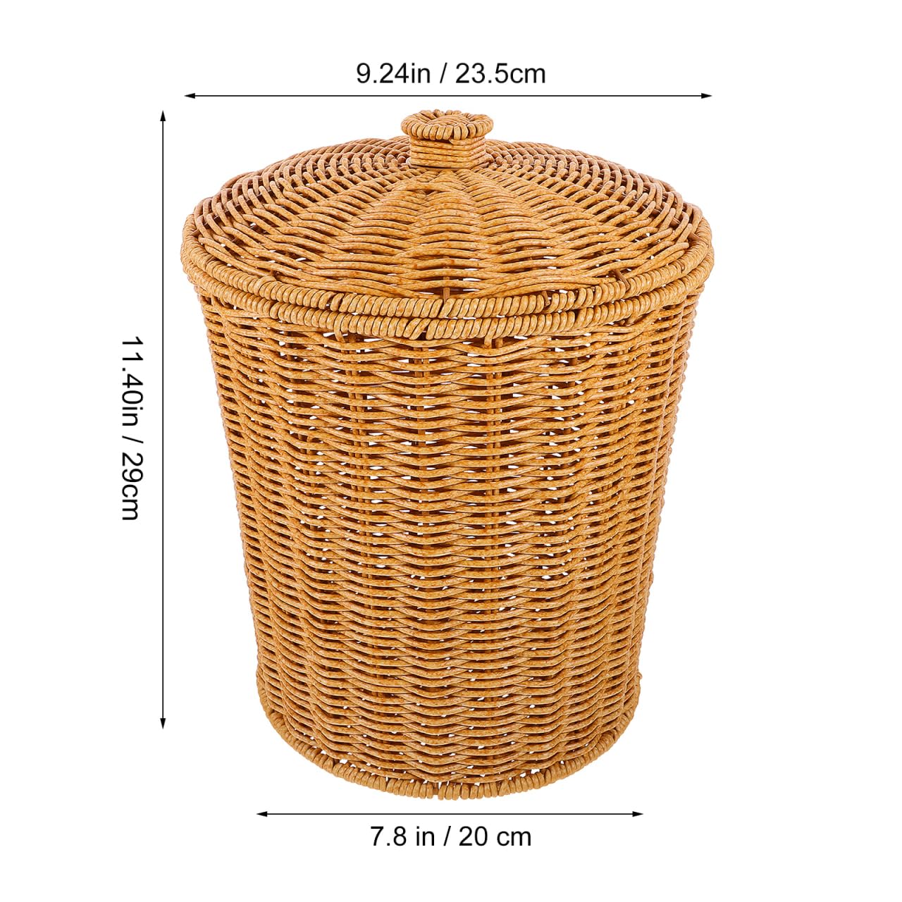 TOYANDONA Wicker Trash can Rattan Round Waste Basket with Lid Wicker Wastebasket Woven Storage Basket Clothes Container for Bathroom, Kitchen