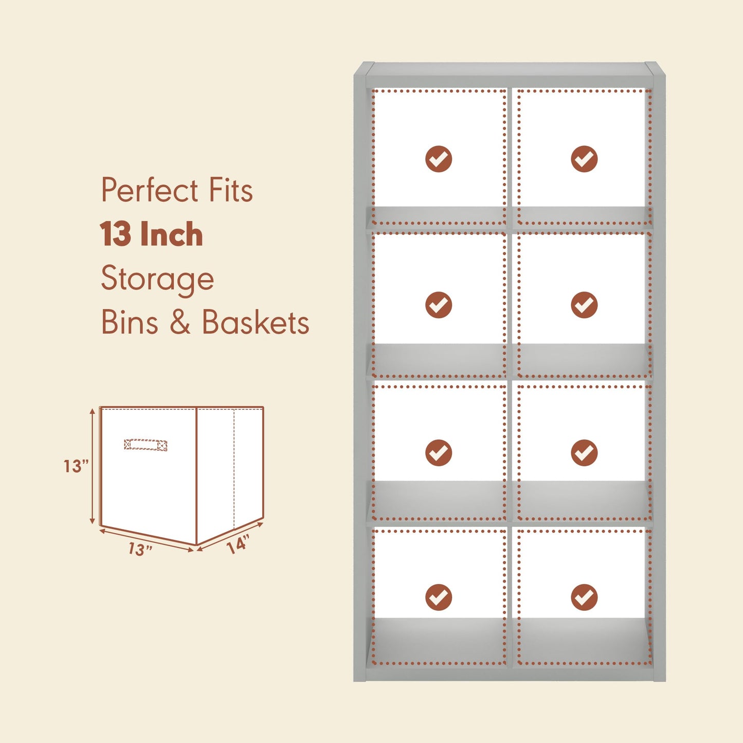 Furinno CUBICLE Record Player Stand with Vinyl Storage, 8-Cube 3cm Extra Thick Vinyl Record Storage
