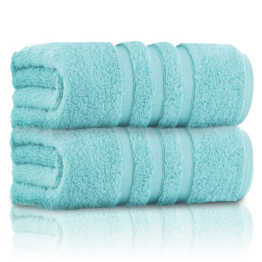 GC GAVENO CAVAILIA Pack of 2 Ultra Soft Super Absorbent Bath Sheets, 550 GSM 100% Cotton Line Texture Towels, Egyptian, Aqua, 80x140 Cm