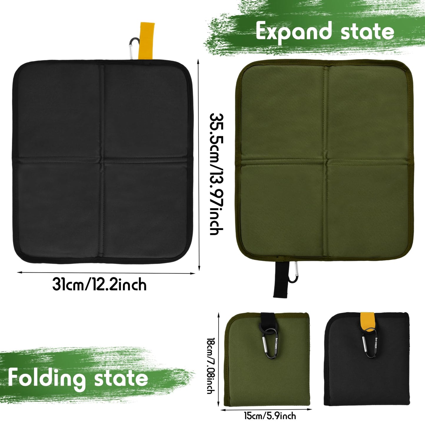 2 Pack Folding Seat Mat, Foldable Oxford Cloth Seat Pad, Waterproof & Insulated Camping Foam Sit Mat