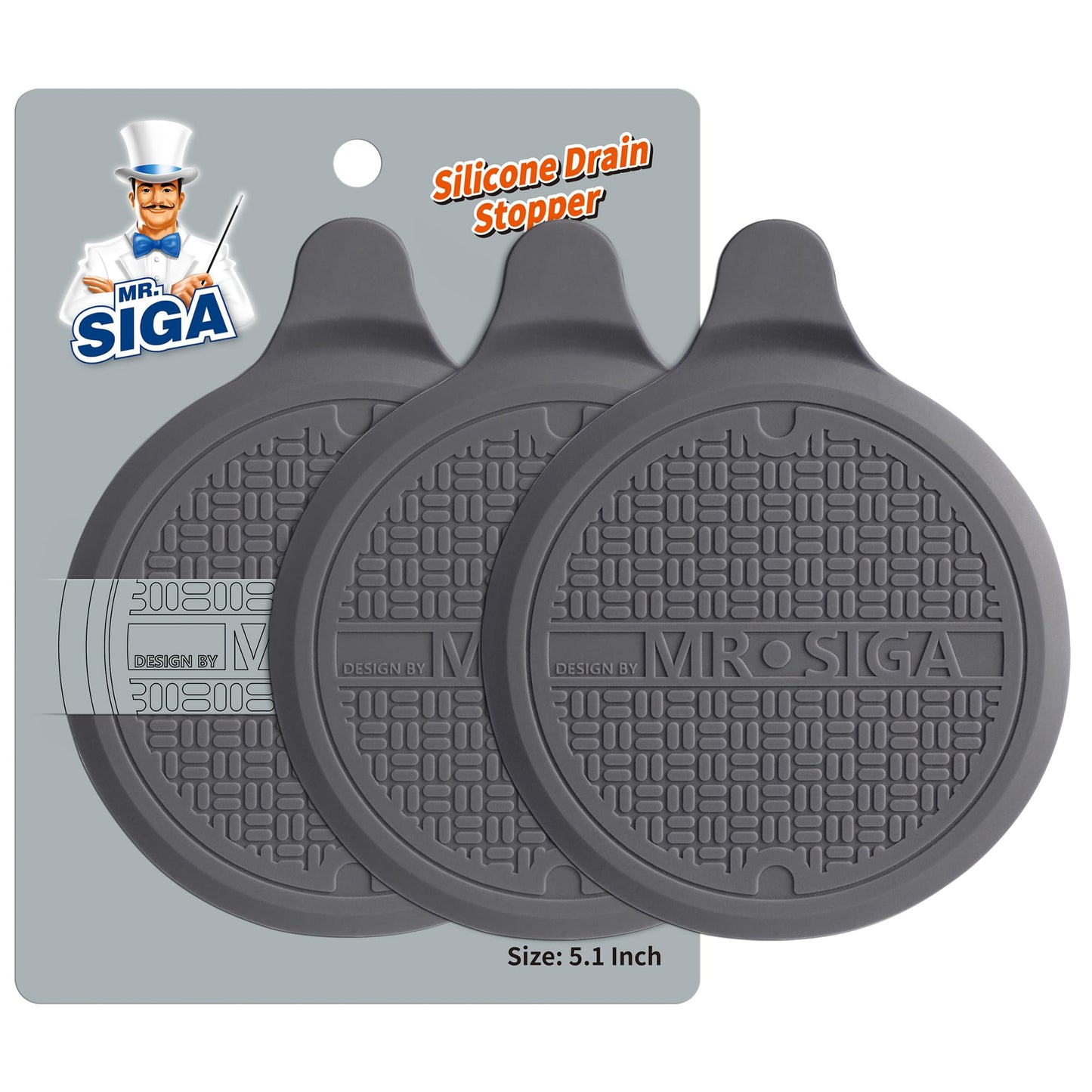 MR.SIGA Silicone Bathtub Stopper, Drain Stopper for Shower, Sink, 3 Pack