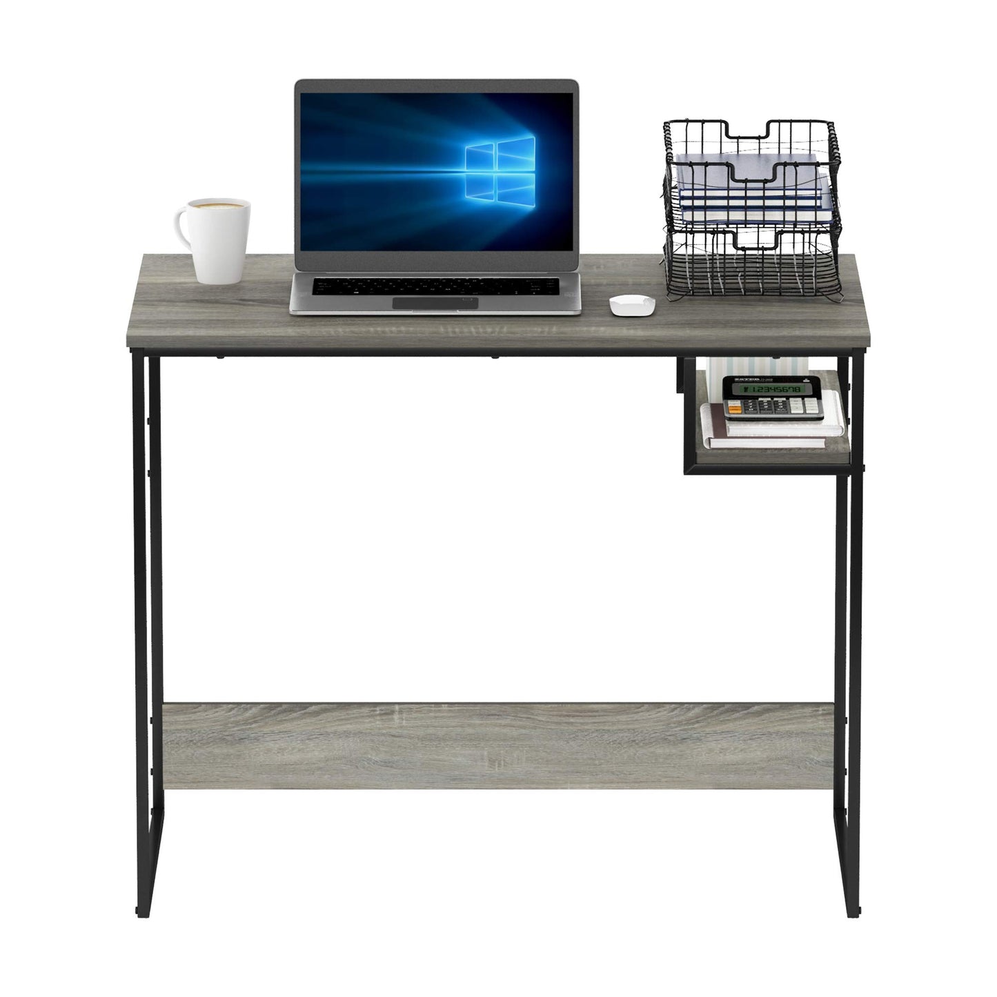 Furinno Moretti Modern Lifestyle Study Desk, Computer Desk, 90 cm (W), French Oak Grey