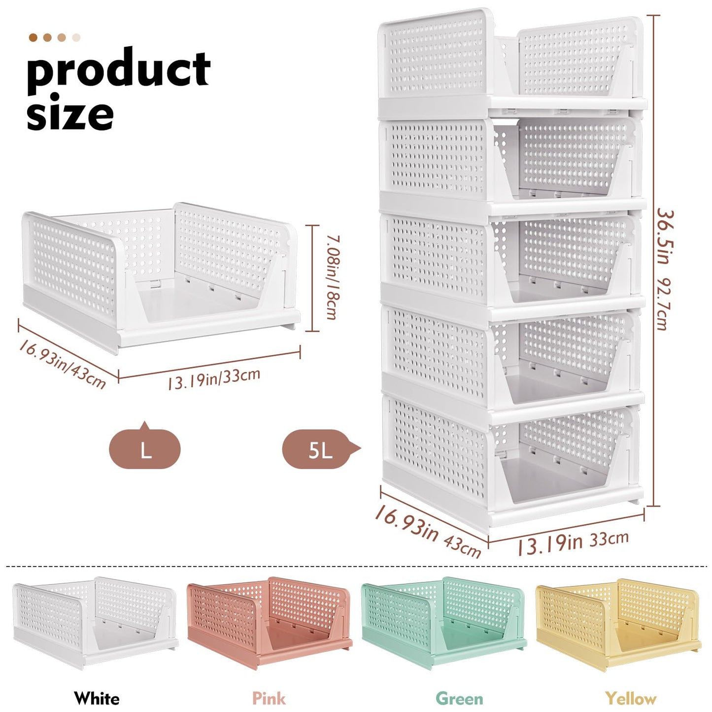 SNSLXH 𝟴𝗣𝗰𝘀 Folding Stackable Closet Storage,Space-Saving Wardrobe