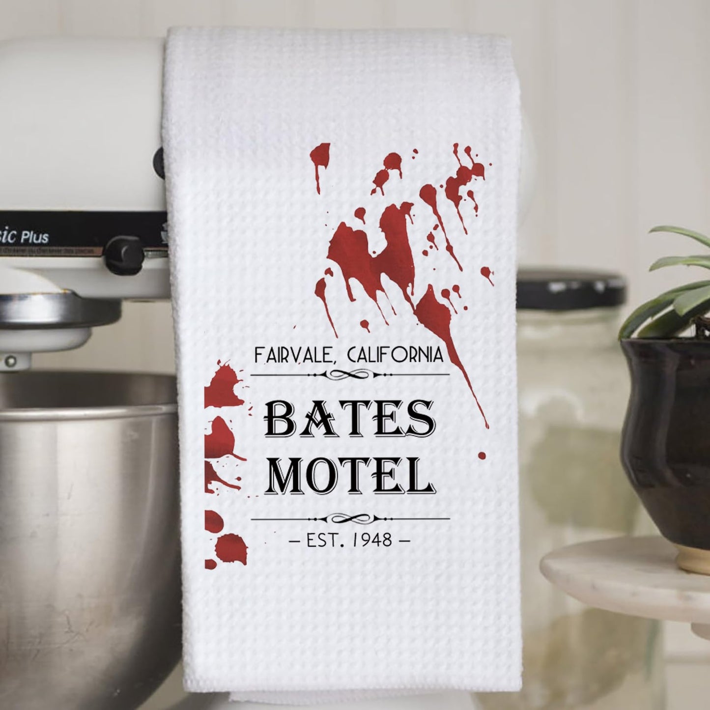 KUIYAI TV Show Kitchen Towel Slasher Horror Halloween Cooking Baking Home Decor Kitchen Towel Dish Towel (motel est1948)
