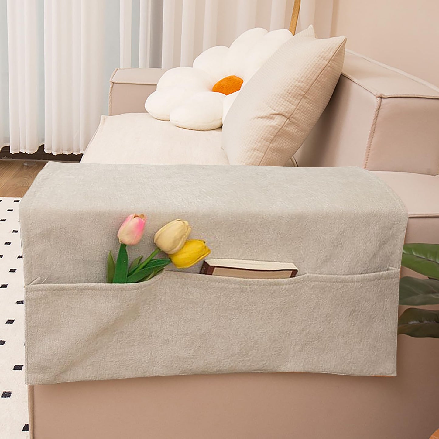 TINAYAUE Sofa Armrest Organiser with 3 Large Pockets for Remote Control, Keys, Glasses
