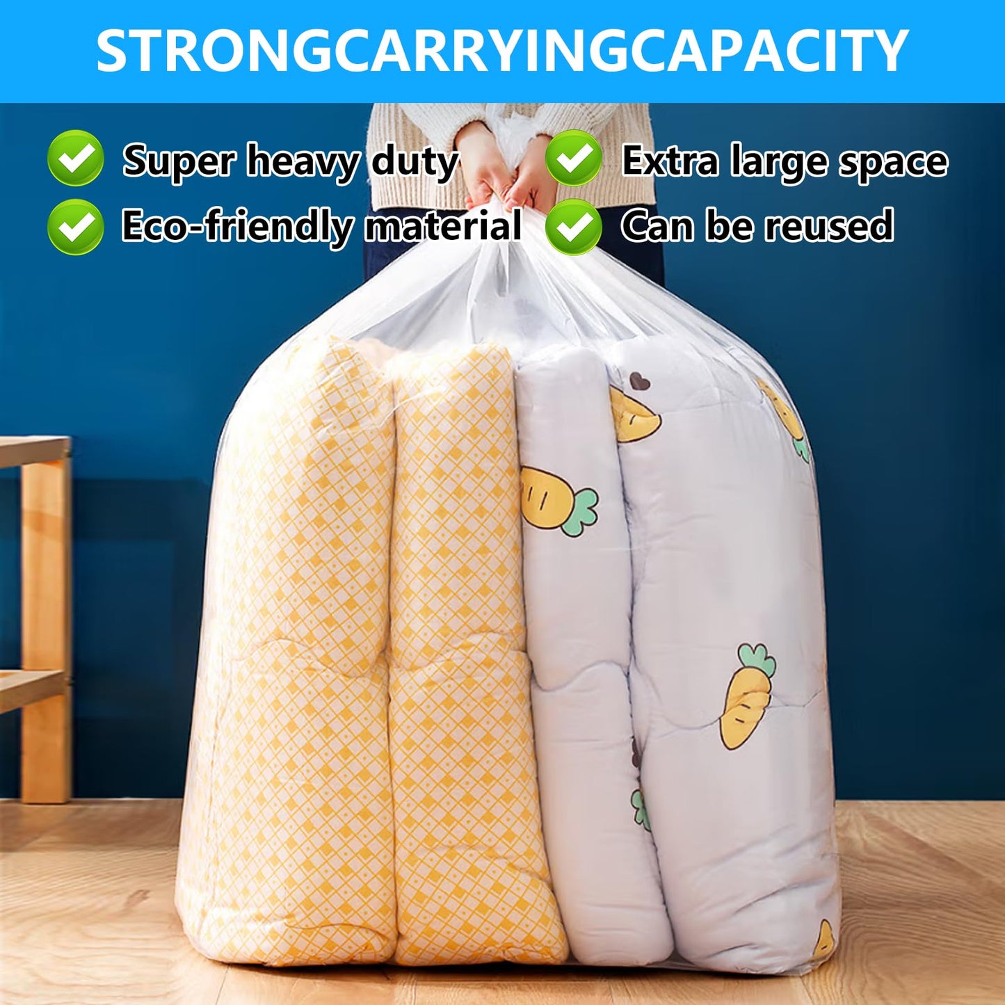 5 Pcs Extra Large Clear Plastic Storage Bags 150x150cm Clothes Furniture
