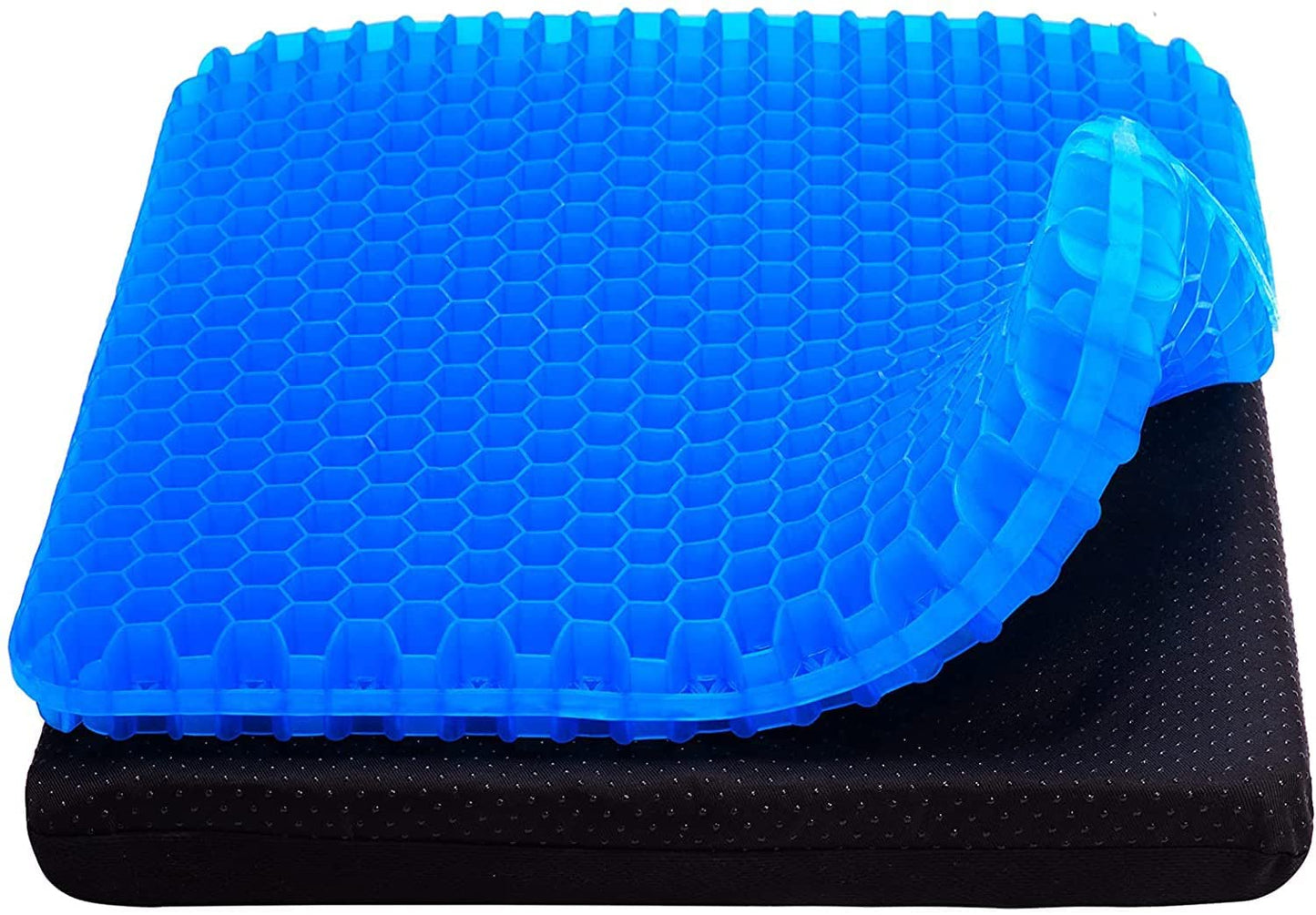 Boenkush New Gel Seat Cushion, Honeycomb Design Double Thick Gel Cushion with Relieving Back coccyx Pain Pressure