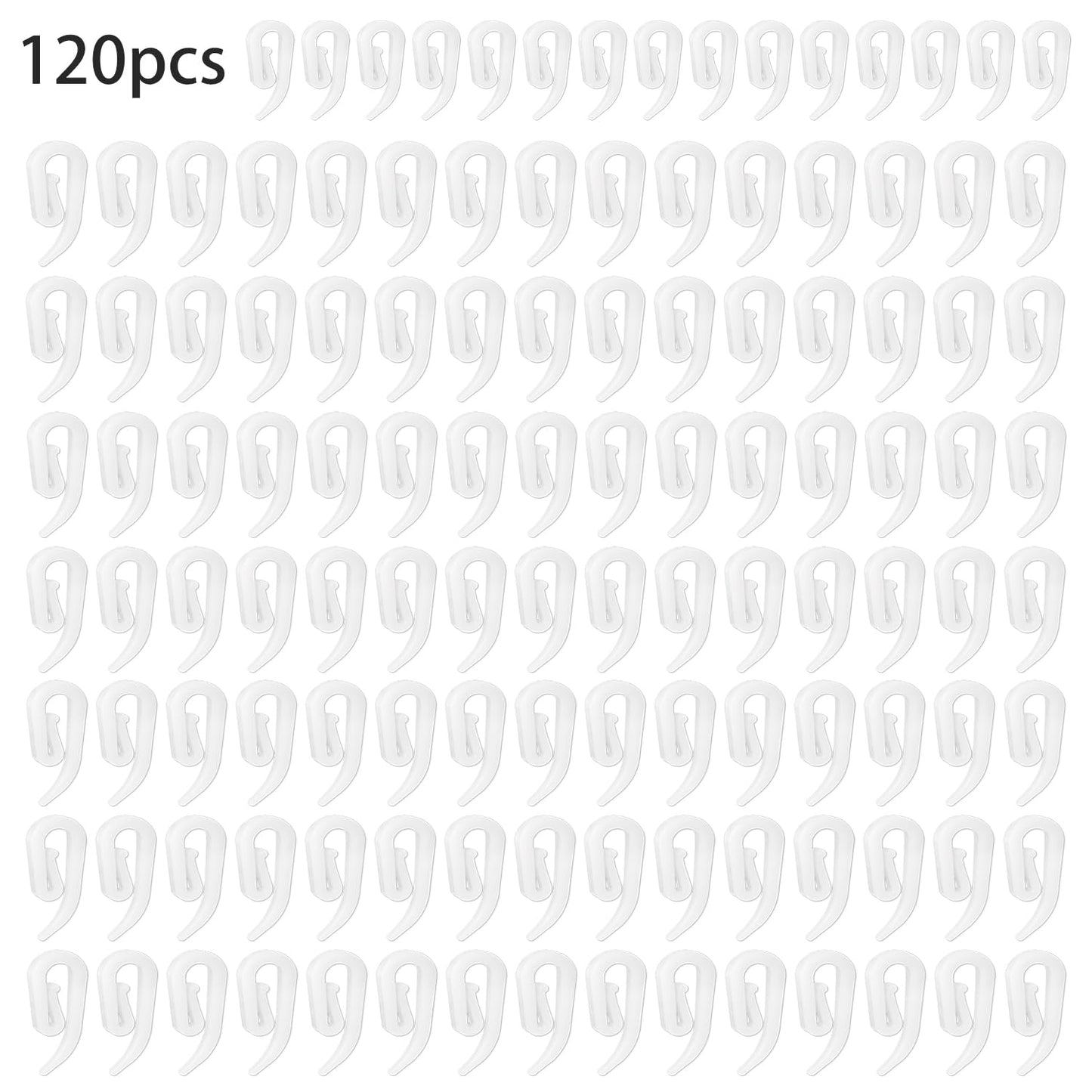 Curtain Hooks Plastic White Pack of 120, 2.8x1.2cm, Drapery Hooks for Windows, Doors and Shower Curtains Fits Most of Curtains