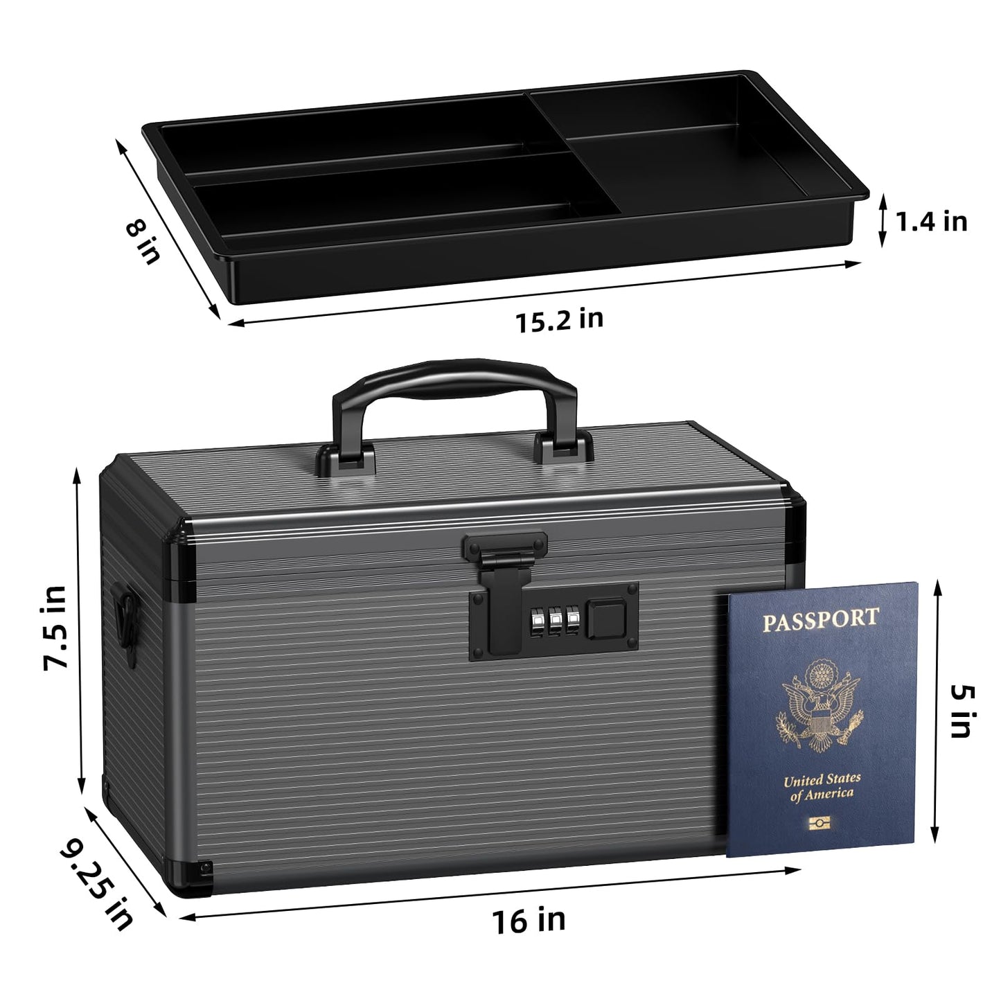 Lockbako Medicine Lock Box with Code, Lockable Medicine Box with Removable Tray & Pocket Bag