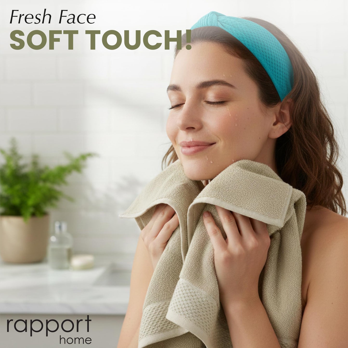 Rapport Home Eden Weave Face Towels 2-Pack Luxurious 100% Cotton 500gsm Soft Absorbent Face Cloths, Oeko-Tex Certified Bathroom Hand Towels | Olive
