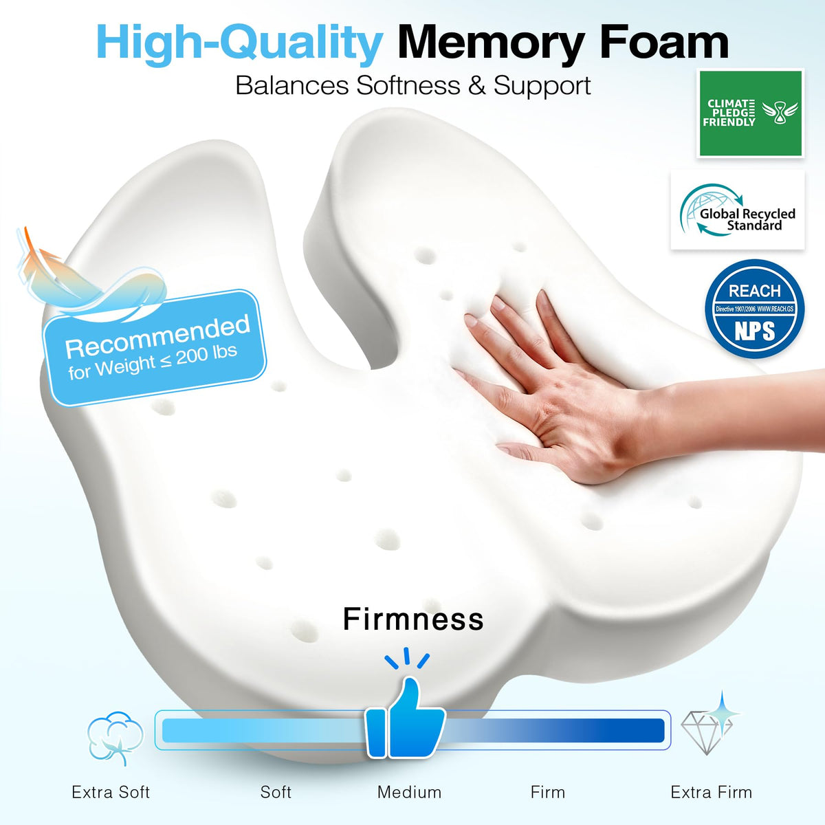 POOTACK Seat Cushions, Comfort Memory Foam Office Chair Cushion, Supportive Desk Chair Cushions Seat Pad for Office Chair/Car Seat/Gaming