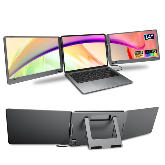 KPKUE Laptop Screen Extender, 14" 1080P FHD IPS Dual Portable Monitor for Laptop, Compatible with 11.6" -15.6" Laptops, One USB-C Cable Plug and Play
