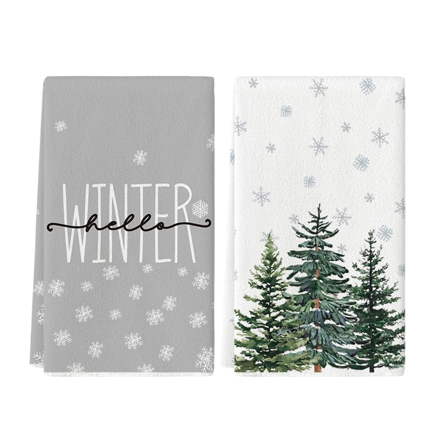 LYhsmg 2PCS Christmas Tea Towels,Christmas Hand Towels,Quick Dry Dish Towels Bar Towel,Machine Washable Kitchen Towel,Cotton Super Soft,Xmas Tree