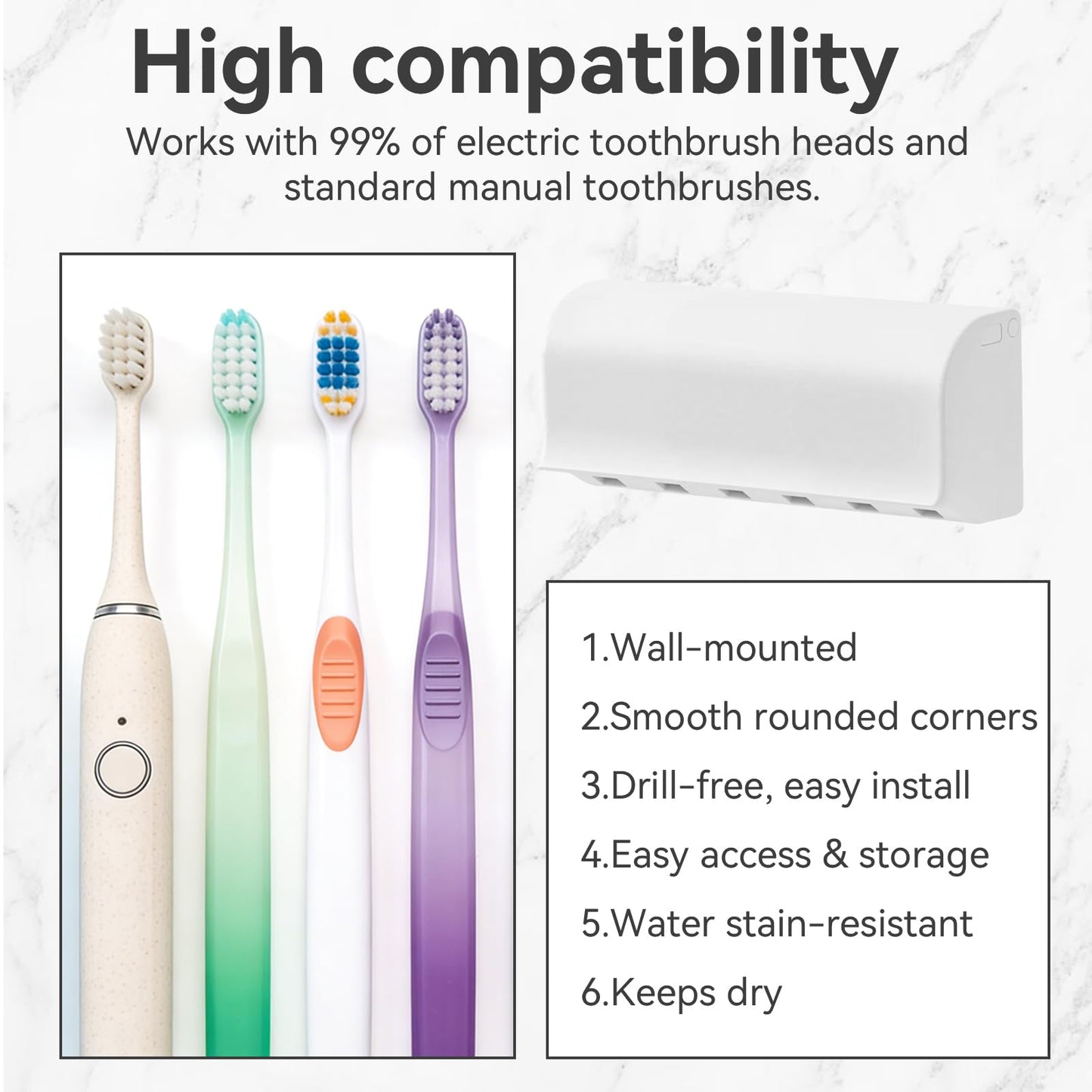 Electric Toothbrush Holder Wall Mounted, 3PCS Wall Mounted Toothbrush Holde