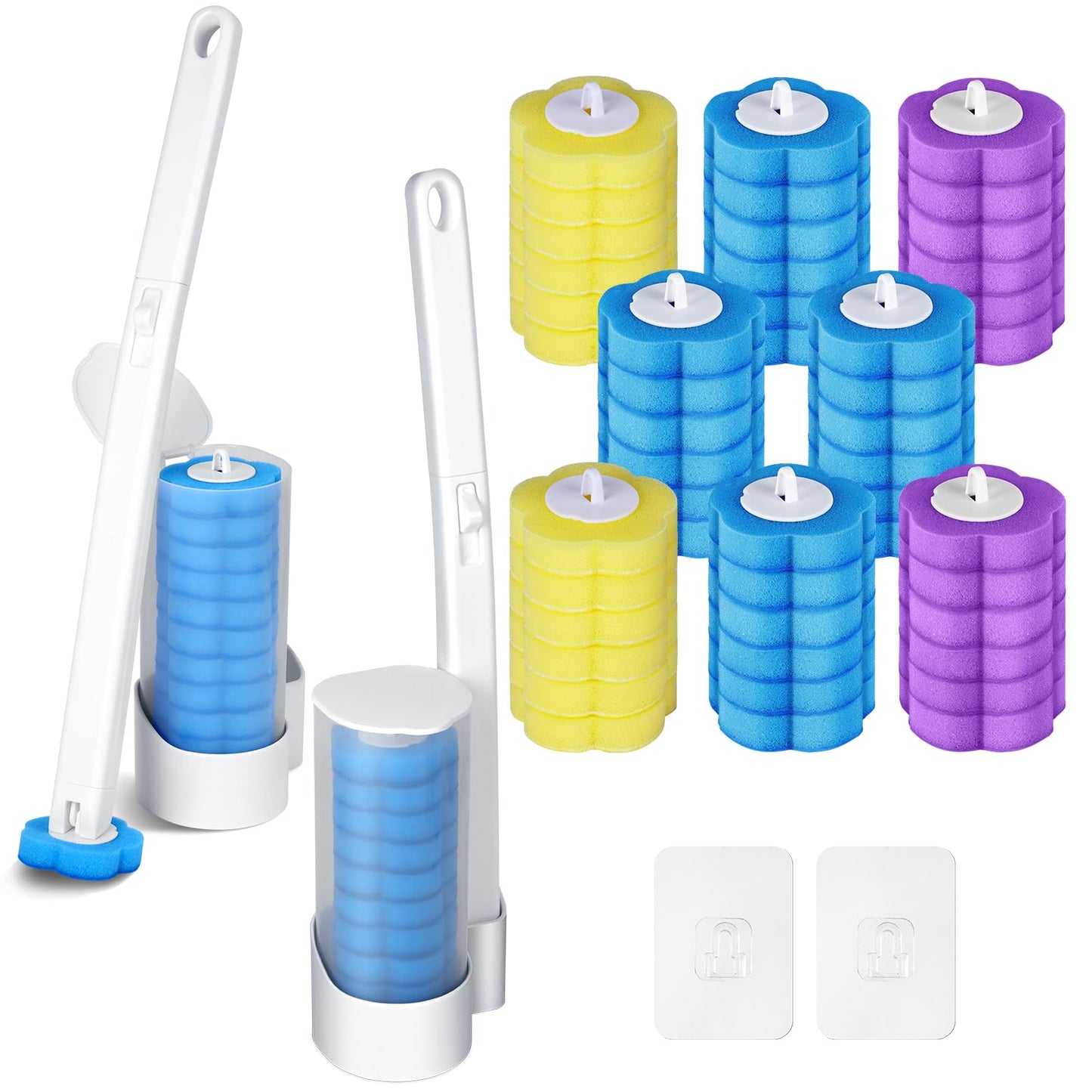 ANOMM Toilet Wand Kit 2 Pack with 48 Replacement Heads & 2 Extended Handles
