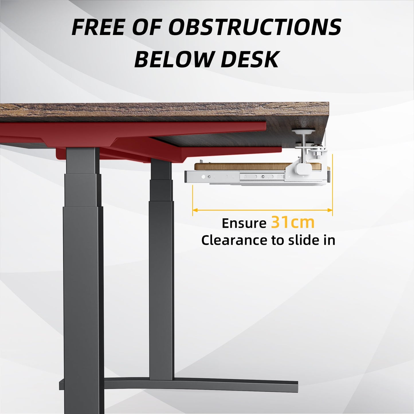 ETHU Under Desk Keyboard Tray with Storage Drawers 68x30cm