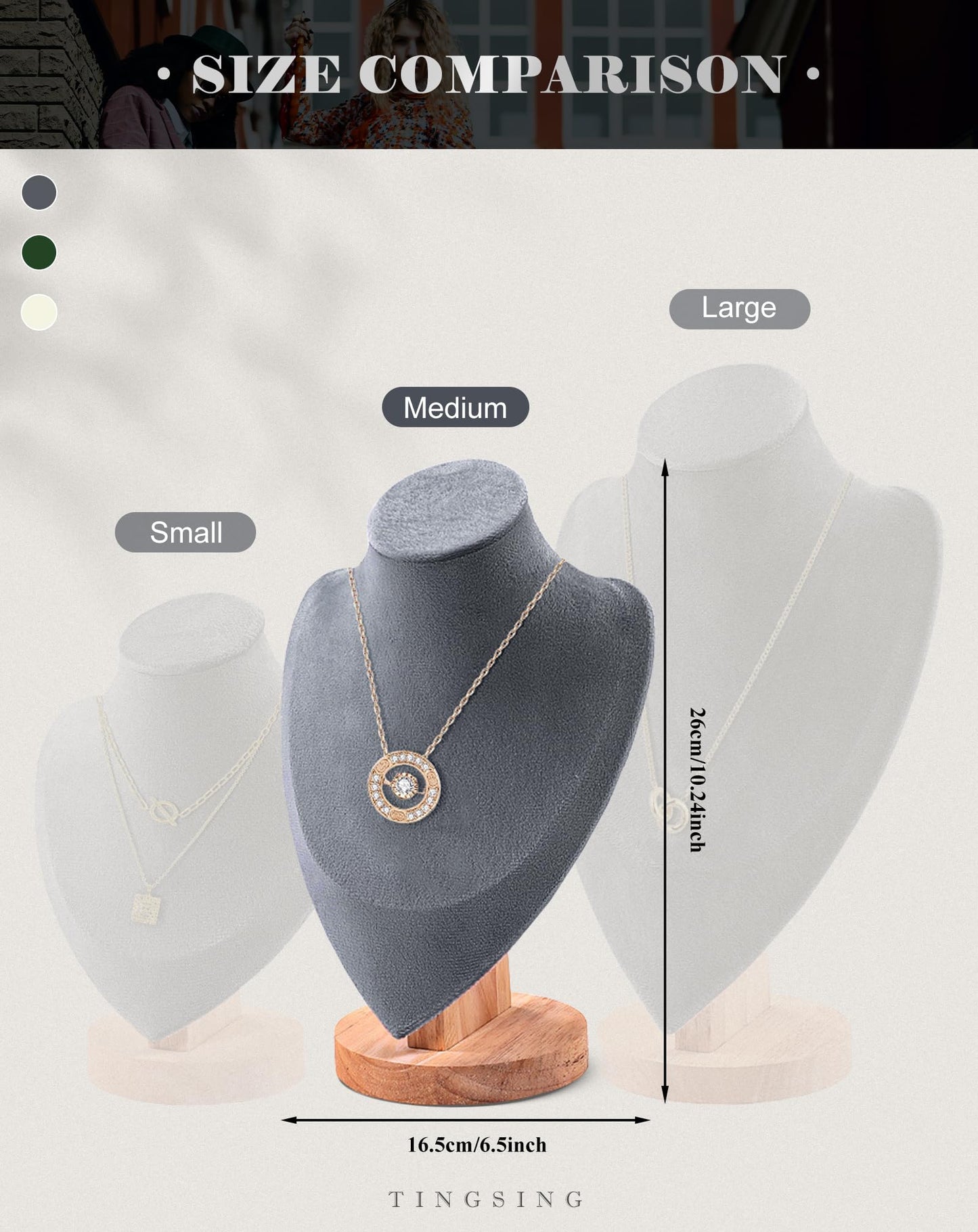 TINGSING Velvet Necklace Display Stand Jewelry Bust Display Stands