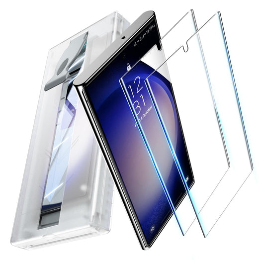 UniqueMe 2 Pack for Samsung Galaxy S23 Ultra/S22 Ultra Screen Protector, HD Clear PET 3D Curved Full Coverage Screen Protectors, [3-Second