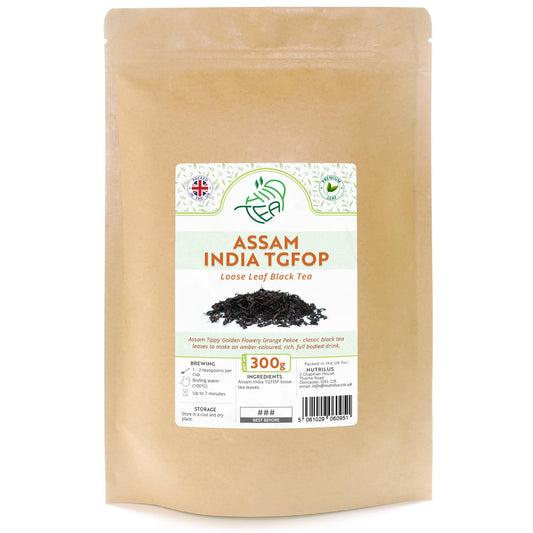 Assam India Premium Black Loose Leaf Tea Tippy Golden Flowery Orange Pekoe TGFOP (300g, Assam India)