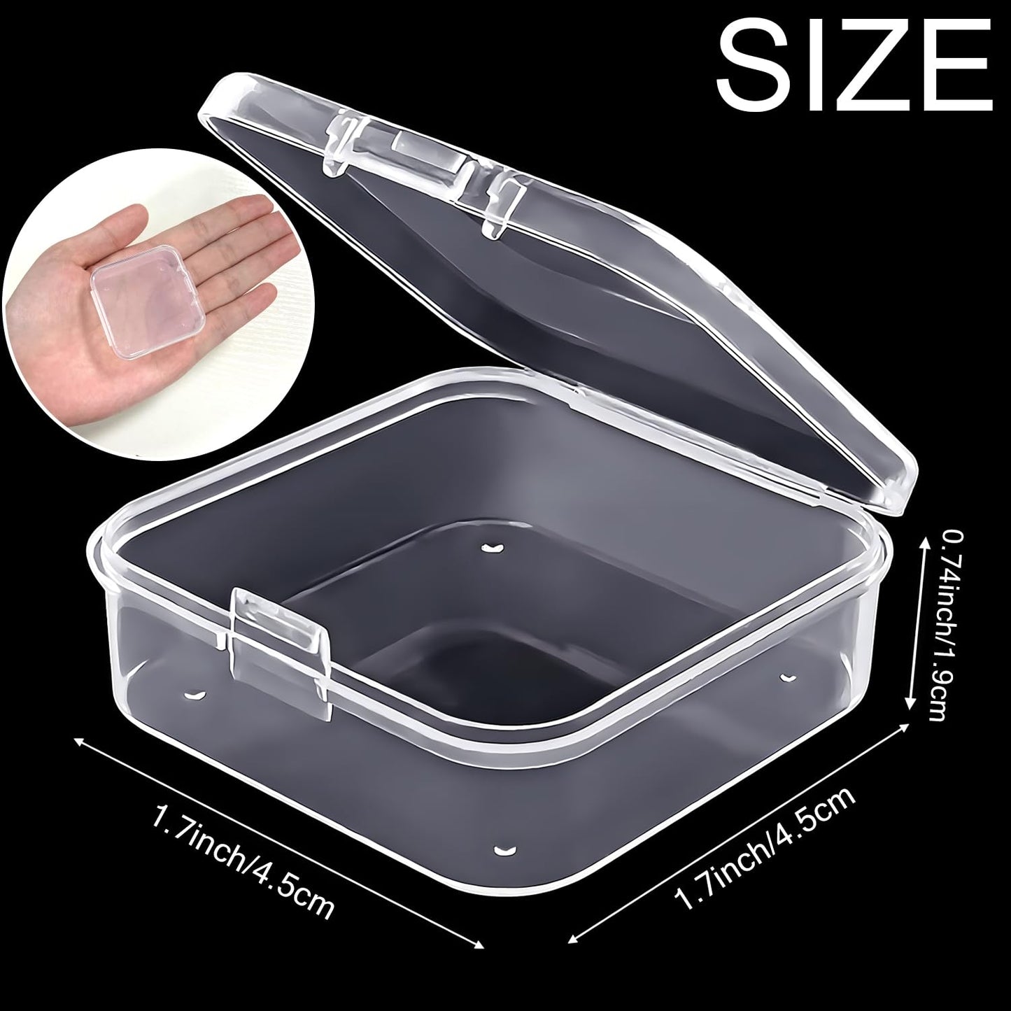 Qualsen 12 Pieces Small Clear Plastic Storage Boxes with Lids, Rectangular Craft Storage Box for Collecting Beads, Earrings, Jewelry, Seeds, Coins