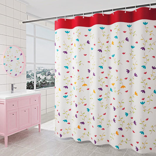 GONOVE Shower Curtain for Bathroom 200 x 200 cm Mildew Resistant Waterproof Polyester Fabric Flowers Shower Curtain Liner Long Washable Bath Curtain