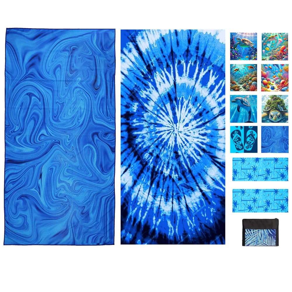 JAODFK Microfibre Beach Towel 71"X32" Quick Dry Lightweight Sand Free Extra Large Thin Towels Travel Essentials For Adults Womens Swim Bath