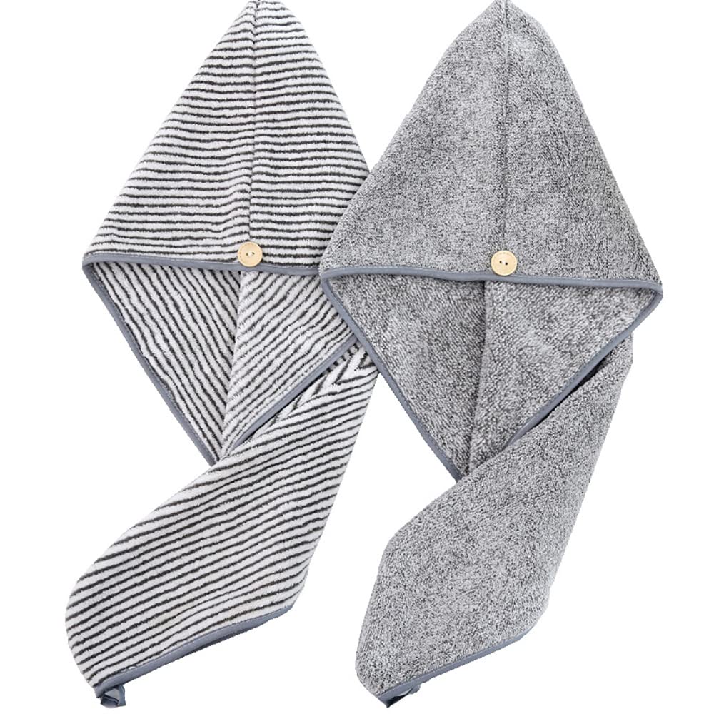 Heacoz Microfibre Hair Towel Wrap, Super Absorbent Hair Drying Towel (2pcs)