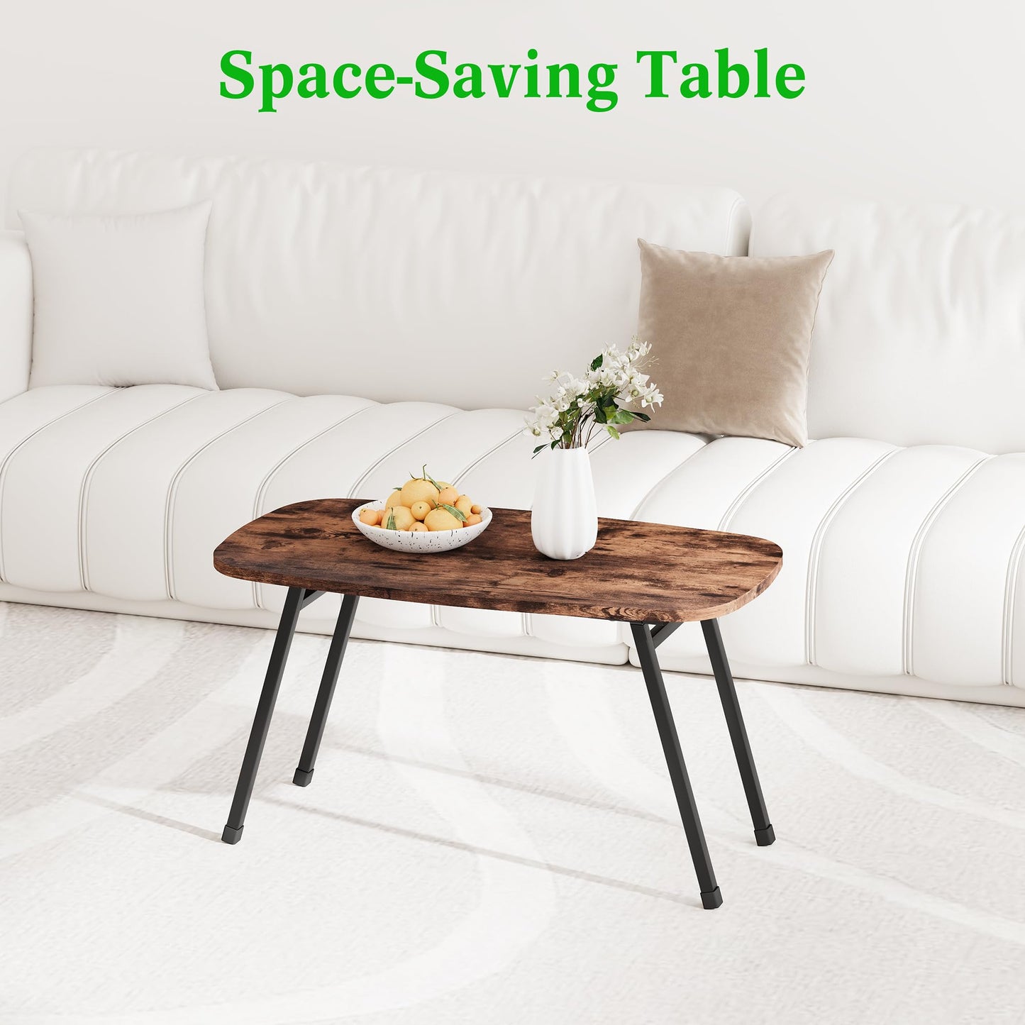 VECOCHO Oval CoffeeTable,Small Folding Coffee Tables For Living Room,Brown