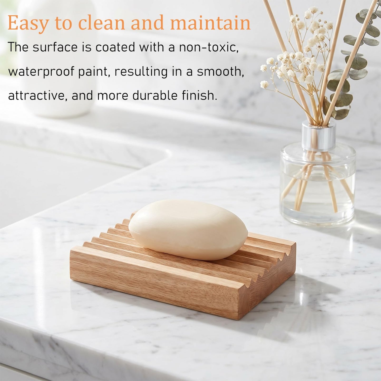 Woden Soap Dish for Shower, Bar Soap Holder with Self-Draining Tray, Handmade Wood Soaps Holder for Shower Bathroom Kitchen