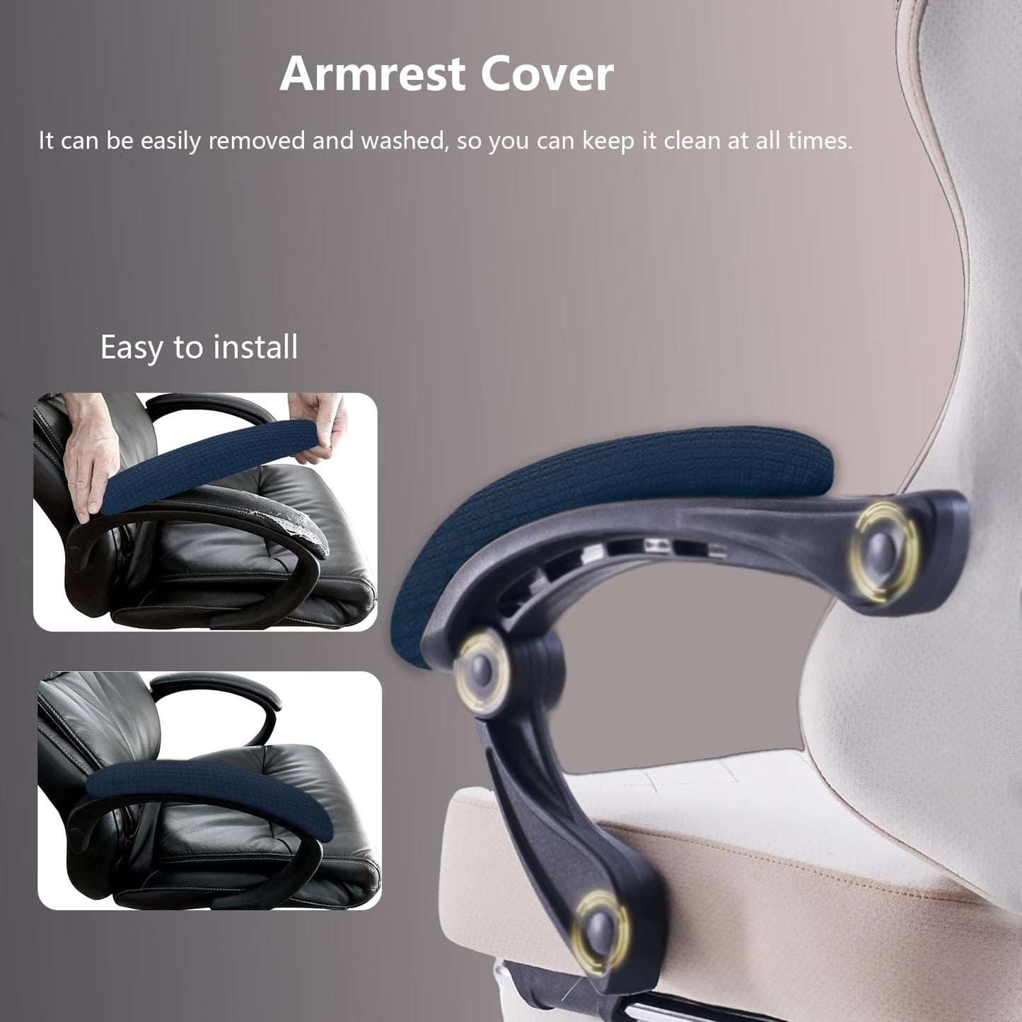 FYTXSZ Office Chair Armrest Covers - Stretchy Polyester Fabric, Washable Arm Chair Slipcovers- Easy to Install, Fits Most Chair Arm, 1 Pair