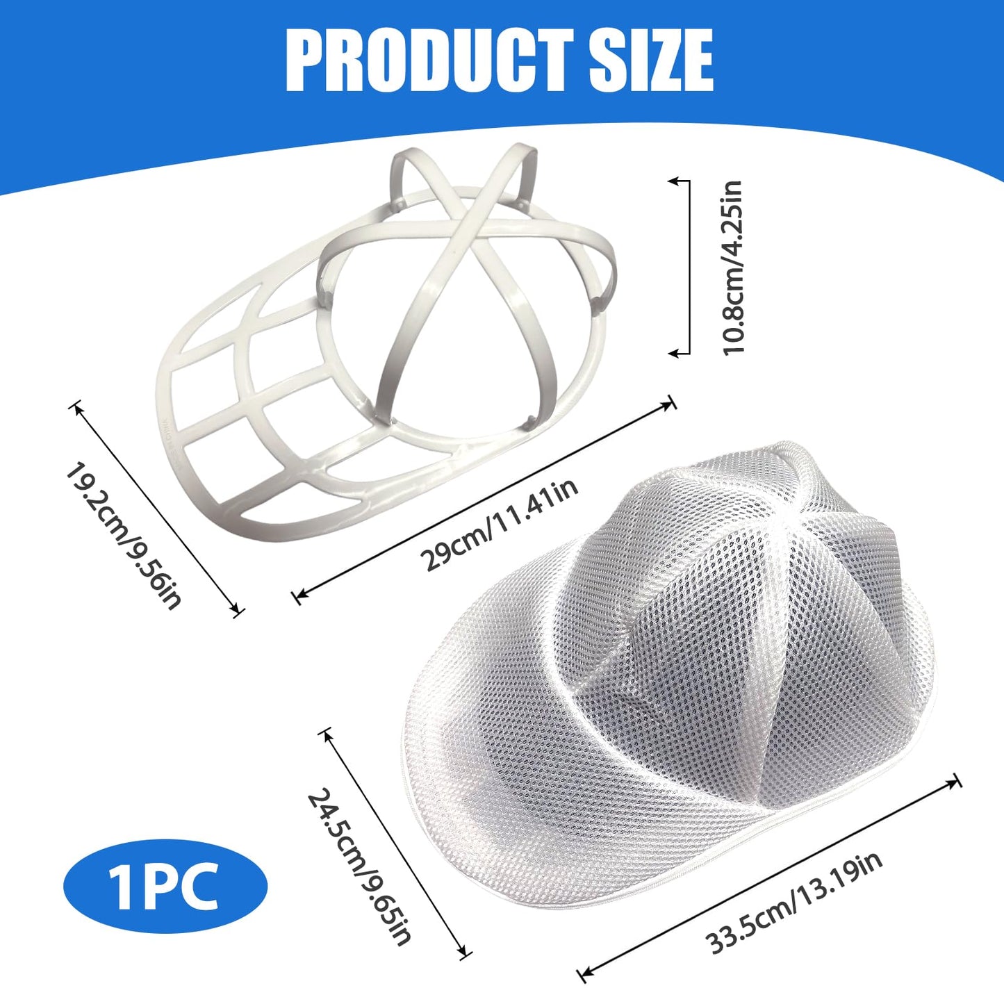 Collapsible Baseball Cap Washer Cage Hat Cleaner Shaper for Machine White
