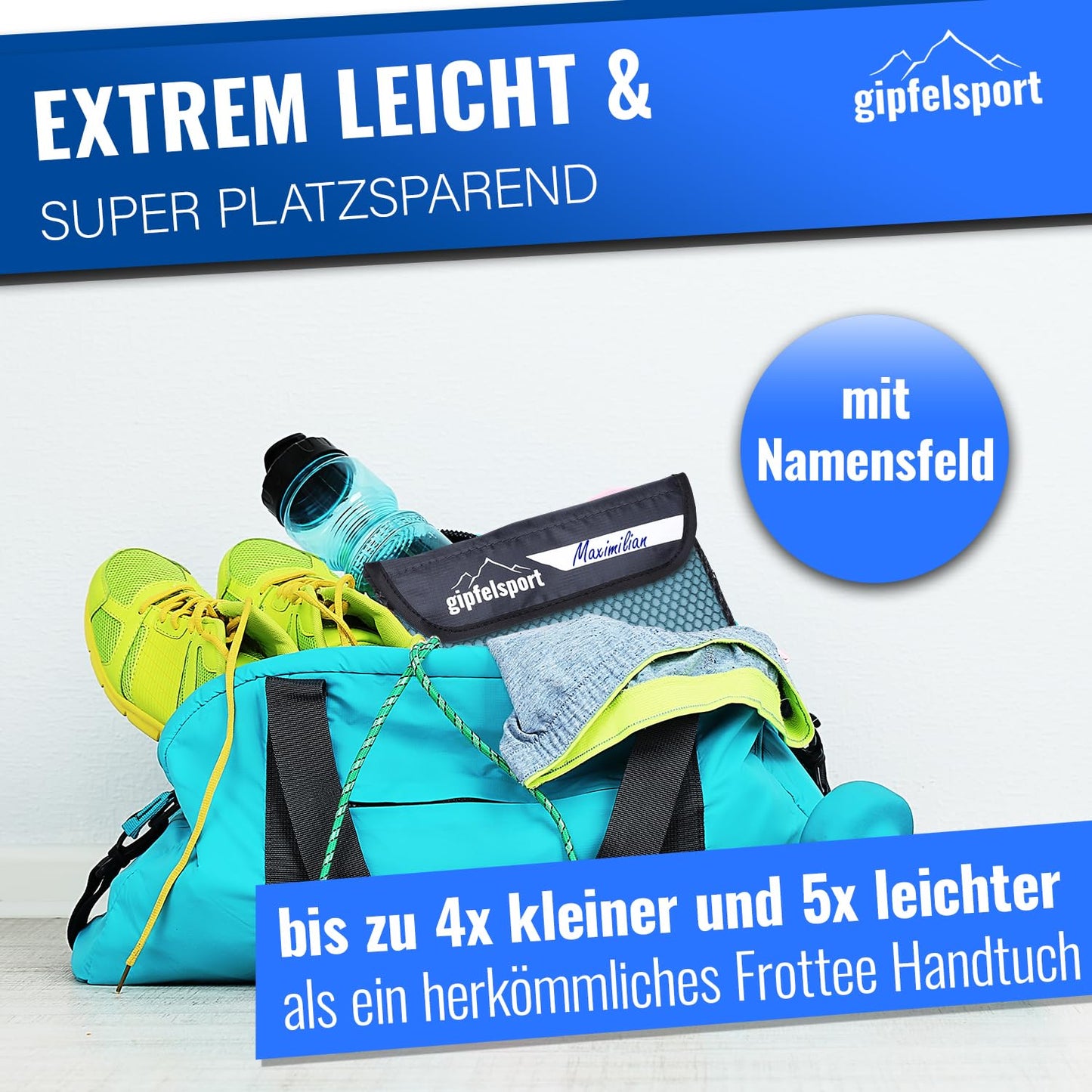 gipfelsport Microfibre Towel 1x XS(50x30cm) without bag Light blue